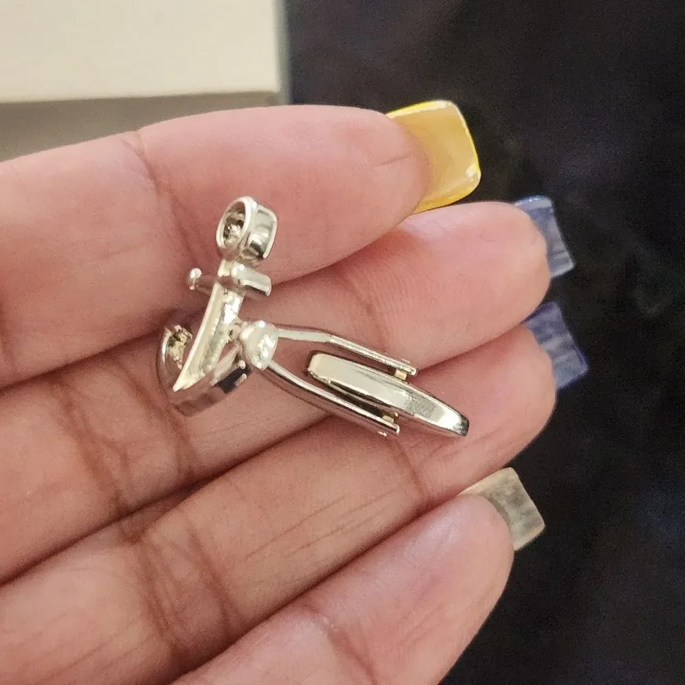 New Nautical Silver Toned Anchor Cufflinks